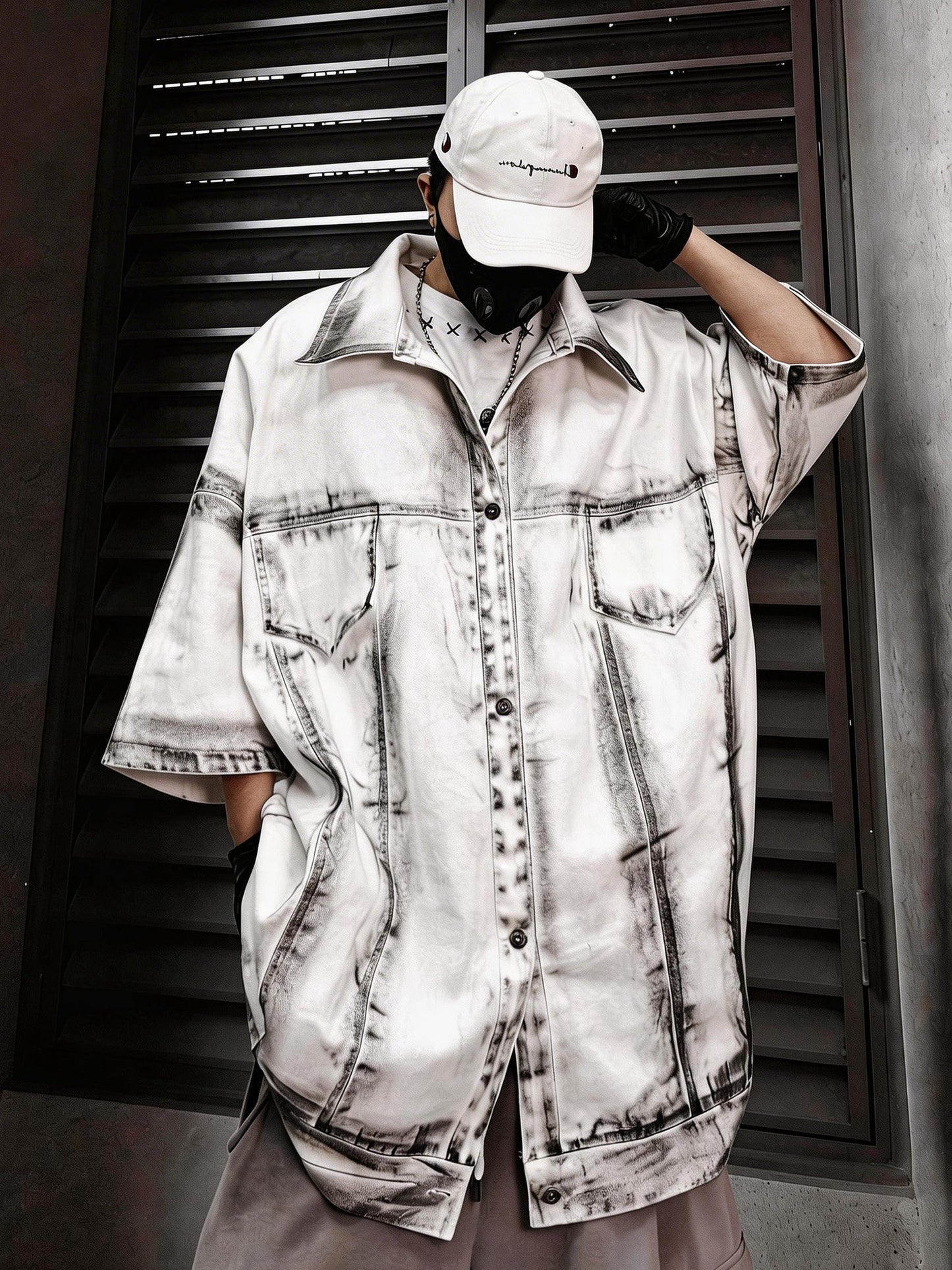Vintage Washed Denim Short Sleeve Shirt