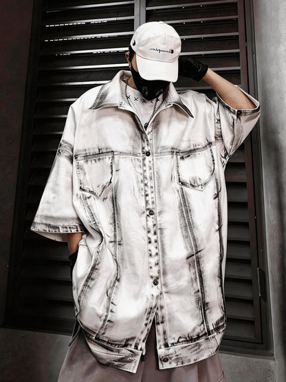 Vintage Washed Denim Short Sleeve Shirt