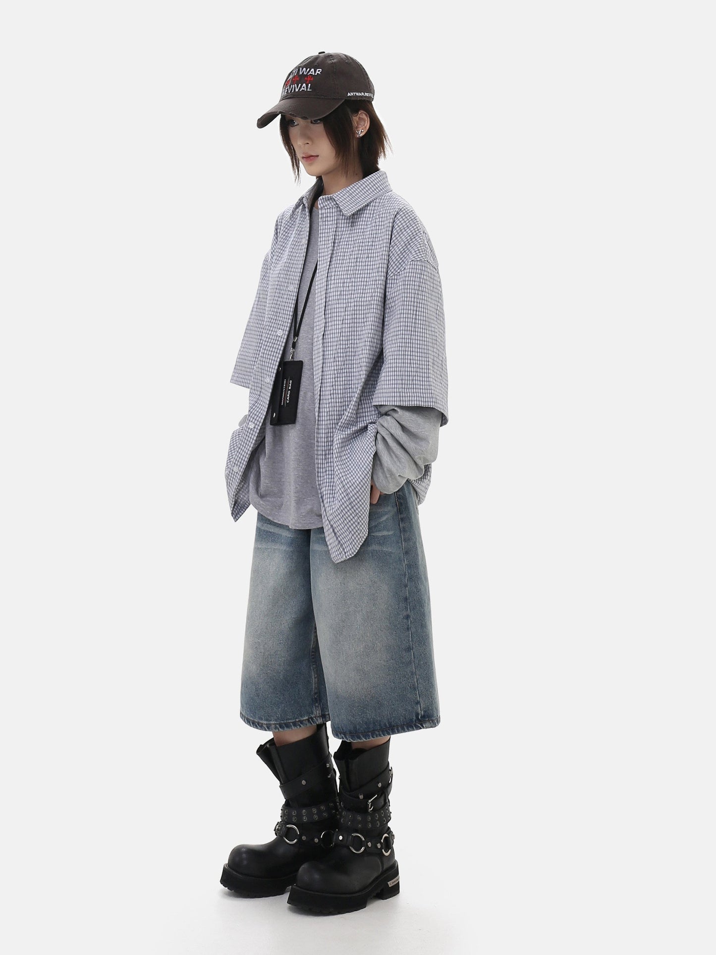 Oversized Patchwork Plaid Shirt
