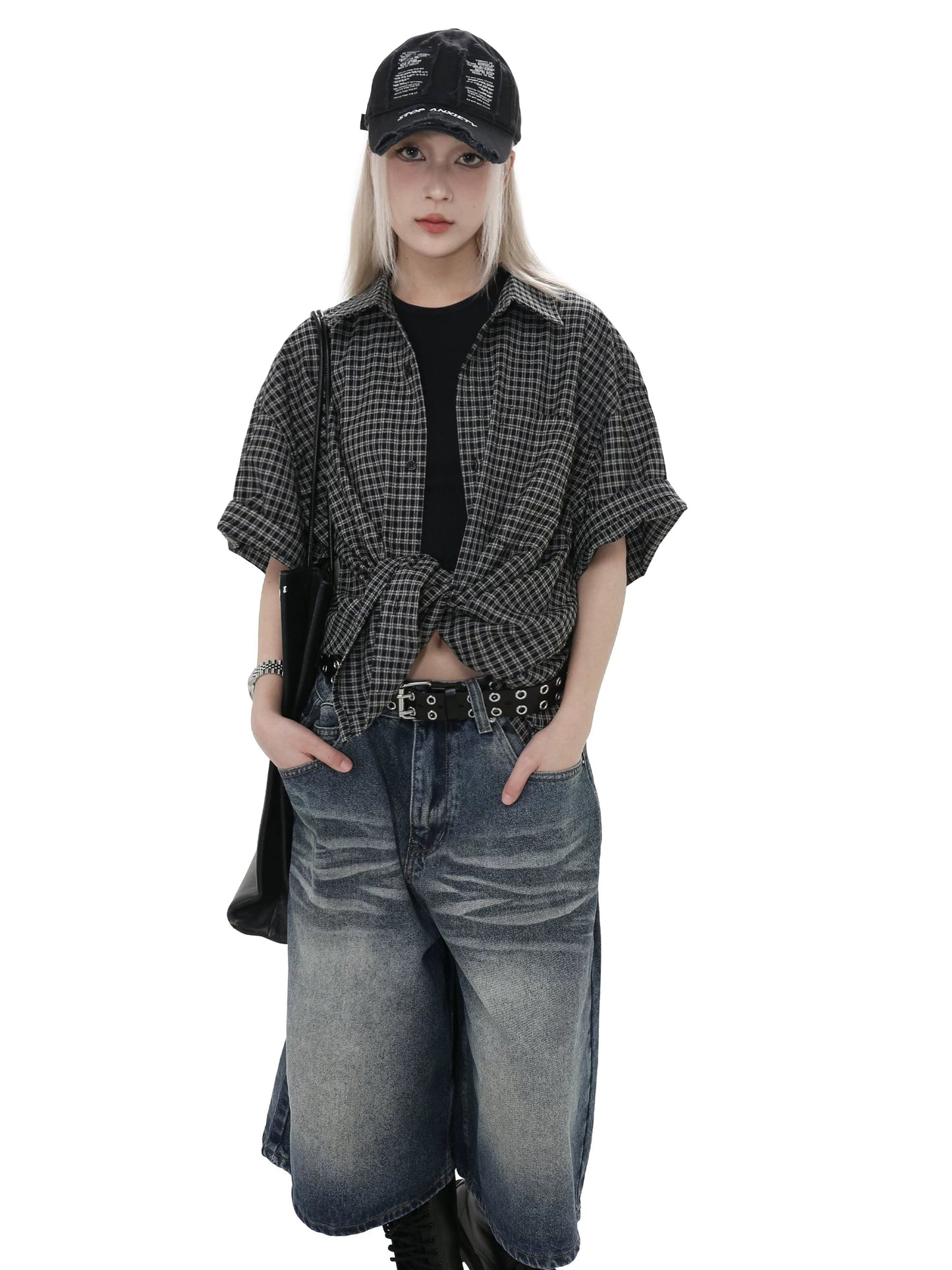 Mid-Length Denim Pants