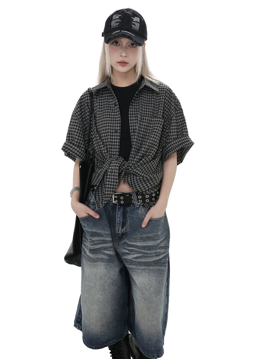 Mid-Length Denim Pants