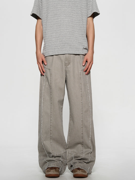 Distressed Raw Edge Denim Pants