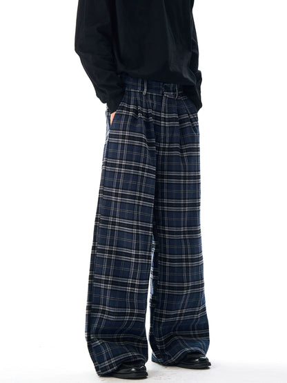 Double Pleated Plaid Casual PANTS