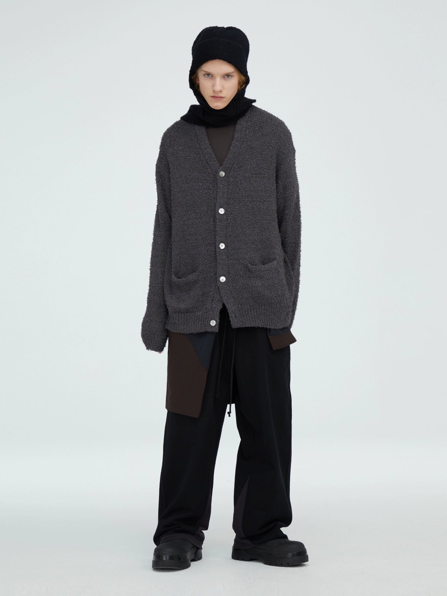 Relaxed Fit V-Neck Knit Cardigan