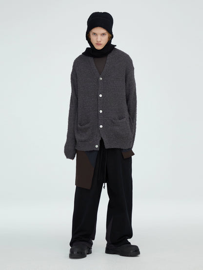 Relaxed Fit V-Neck Knit Cardigan
