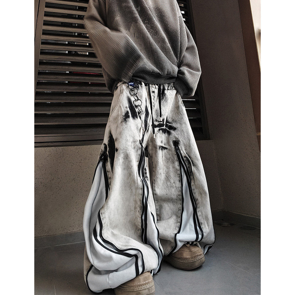 Vintage Zip-Panel Wide-Leg Jeans