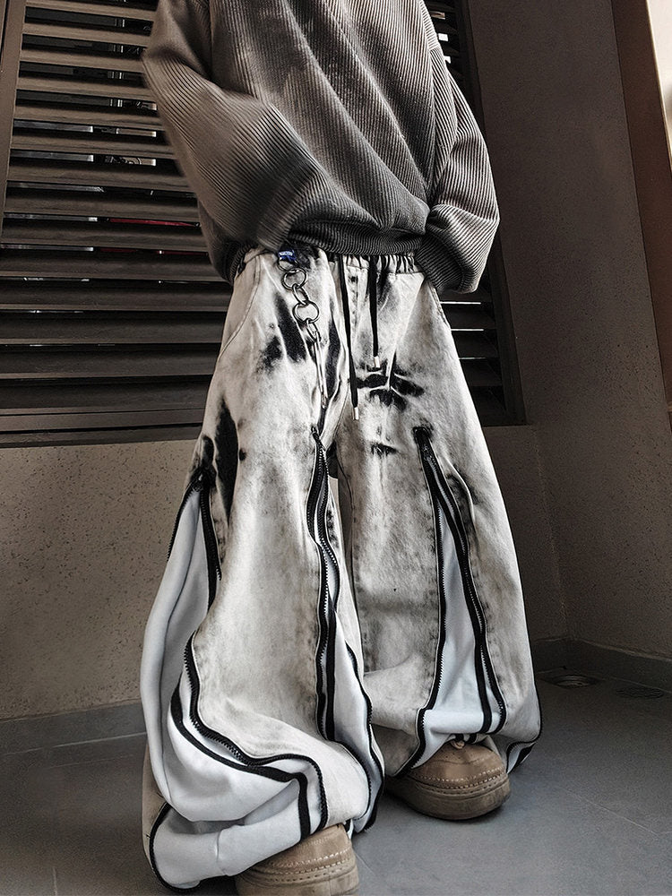Vintage Zip-Panel Wide-Leg Jeans