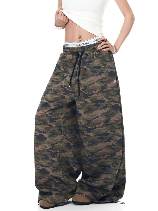 Drawstring Camouflage Cargo Pants