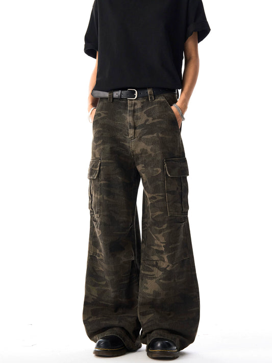 Flared Camouflage Work Pants