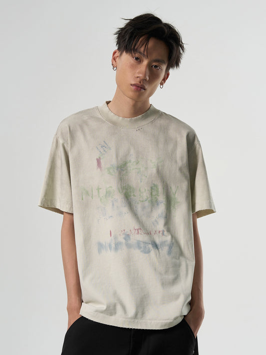 Washed Gradient Graffiti Tee