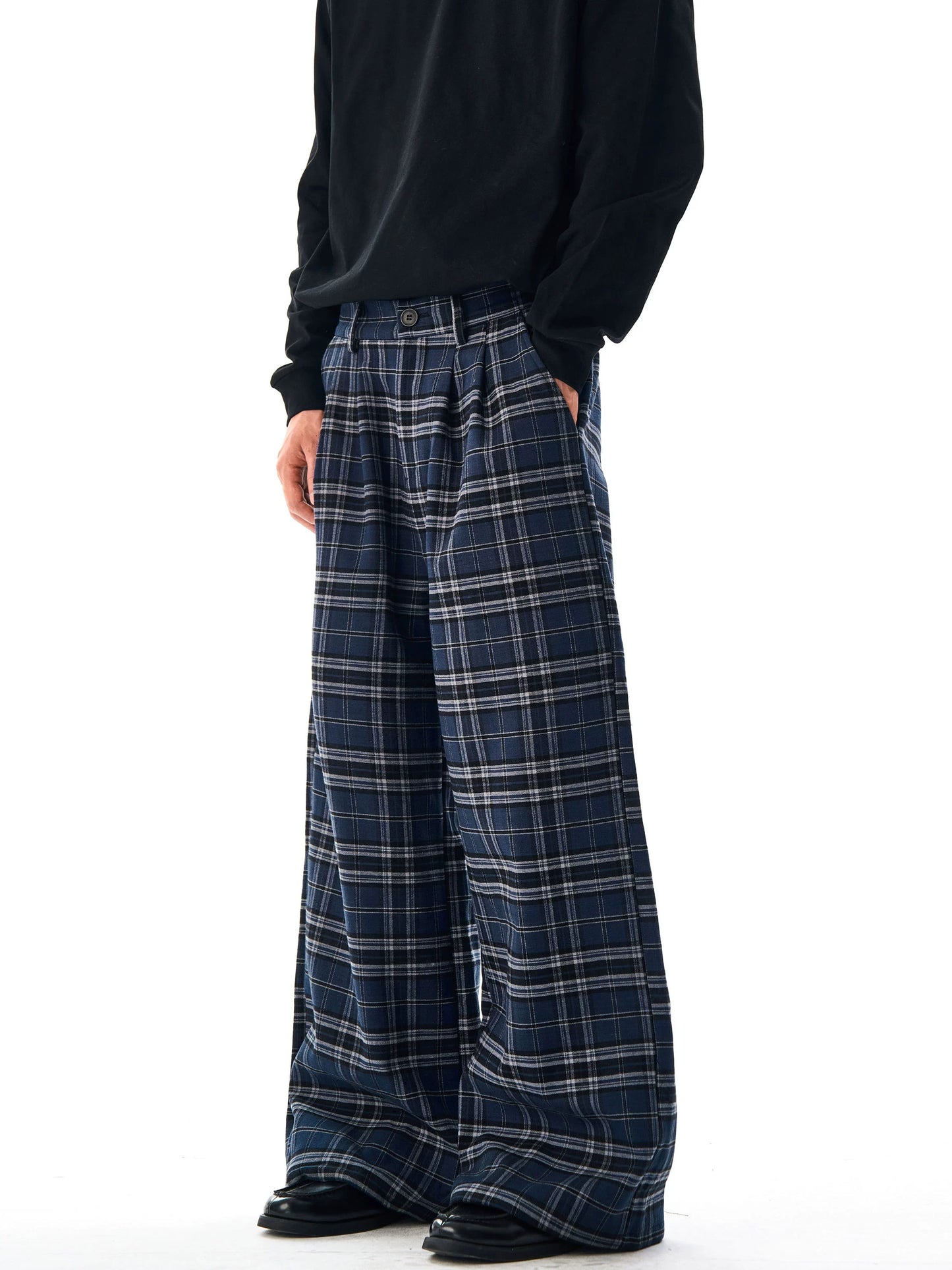 Double Pleated Plaid Casual PANTS