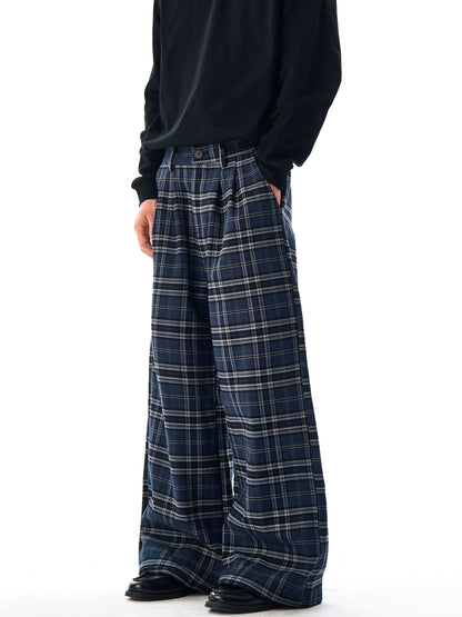 Double Pleated Plaid Casual PANTS