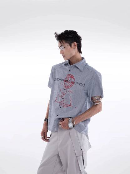 Loose Striped Short Sleeve Shirt