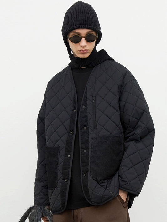 Vintage-Inspired Collarless Cotton Coat