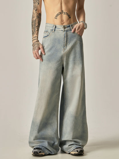 Retro Drape Loose Washed Jeans