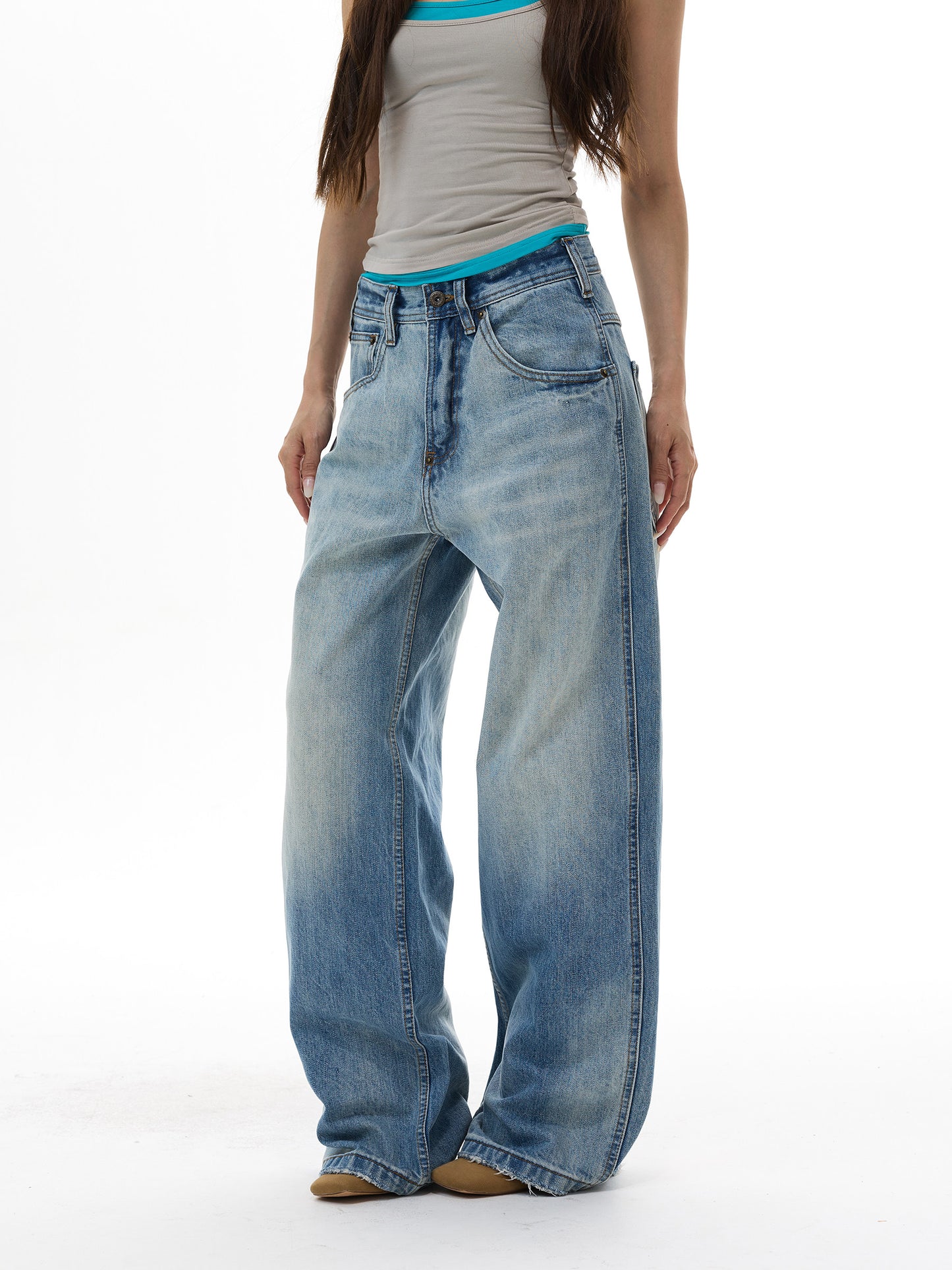 Washed Paris Buckle Jeans