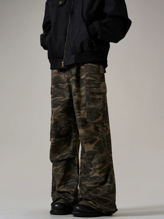 Wide-leg Camouflage Overalls Pants