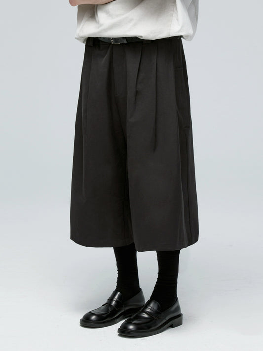 Vintage Multi-Pleat Wide Crop Pants