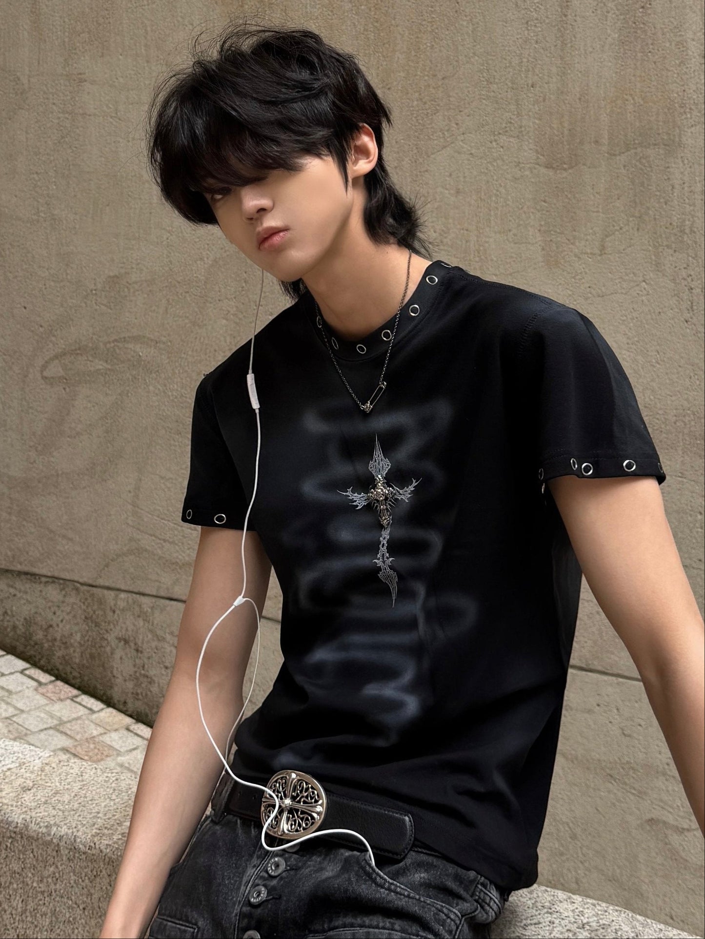 Metal Cross Fitted Tee