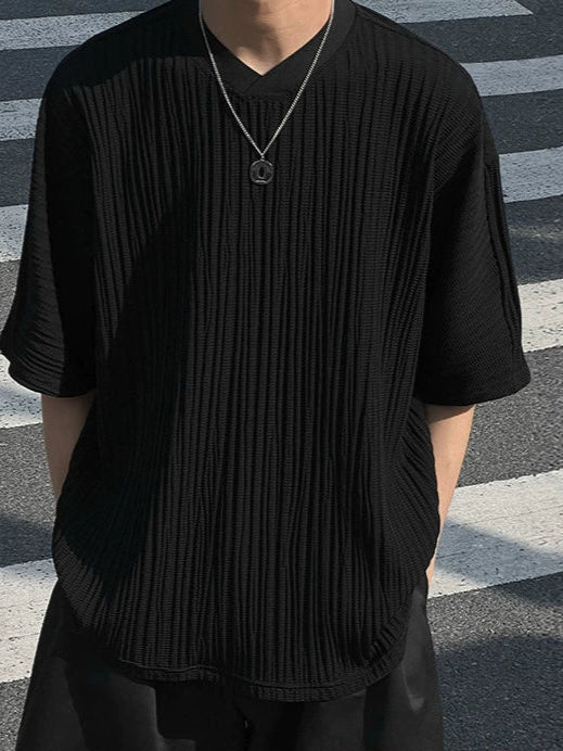 Original Design Crosshatch Texture Sweetheart Collar Tee