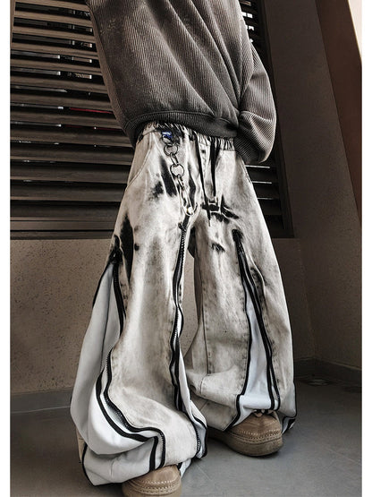 Vintage Zip-Panel Wide-Leg Jeans