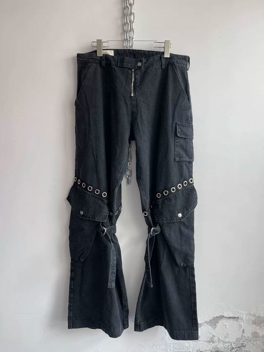 Buckle Patch Washed Cargo Pants