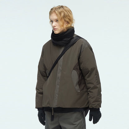 Multi-Color Panel Stand Collar Down Jacket