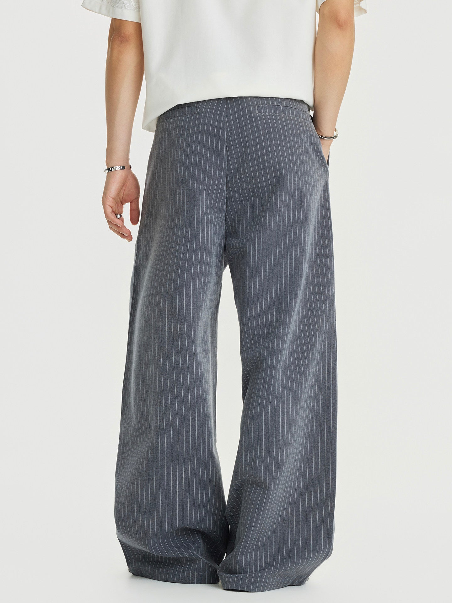 Double Pleated Wide Leg Stripe Pants