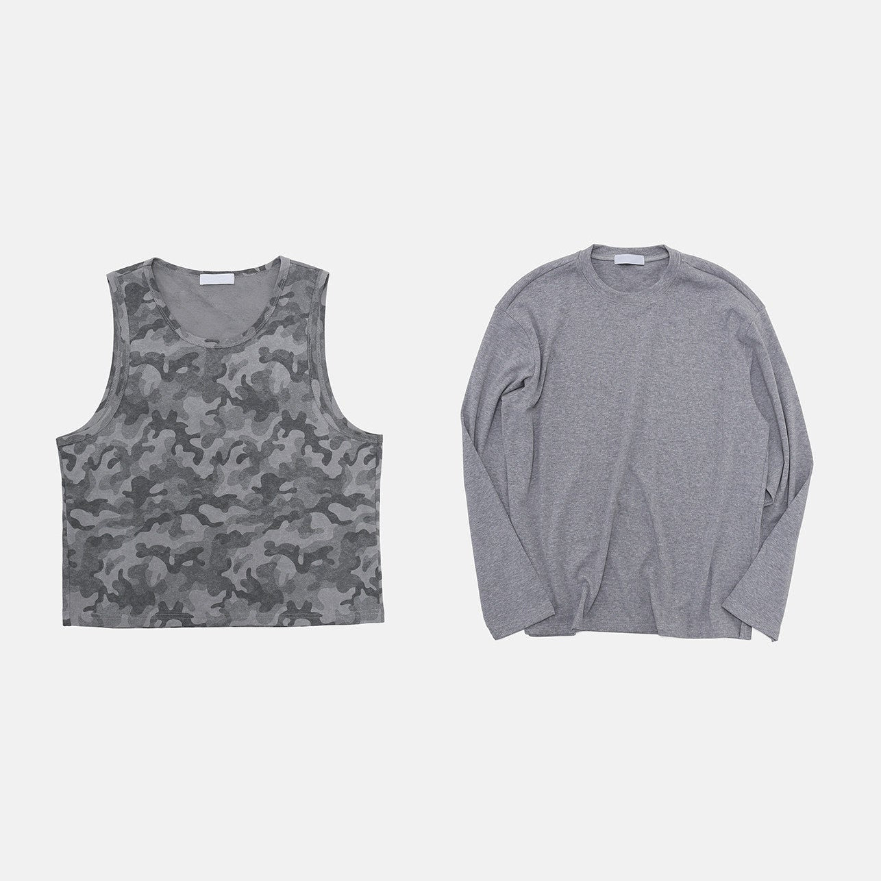 Layered 2 Piece Set Camo & Long Sleeve Tee