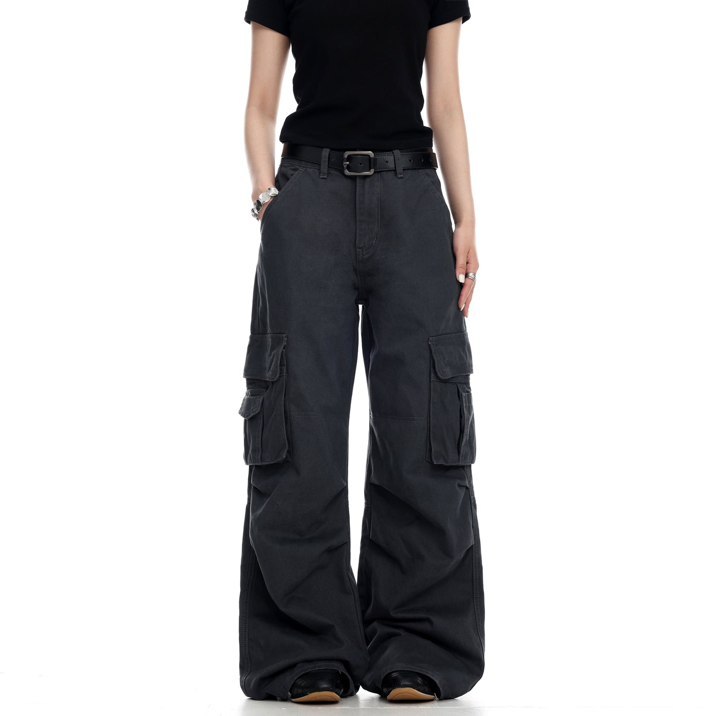 Wide-Leg Cargo Trousers