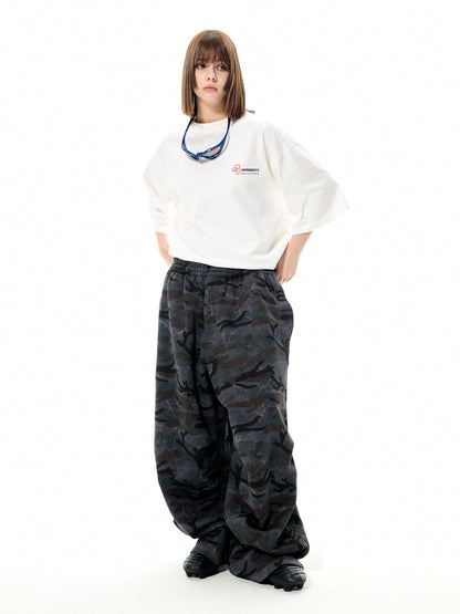 Drawstring Elastic Camoflauge Pants