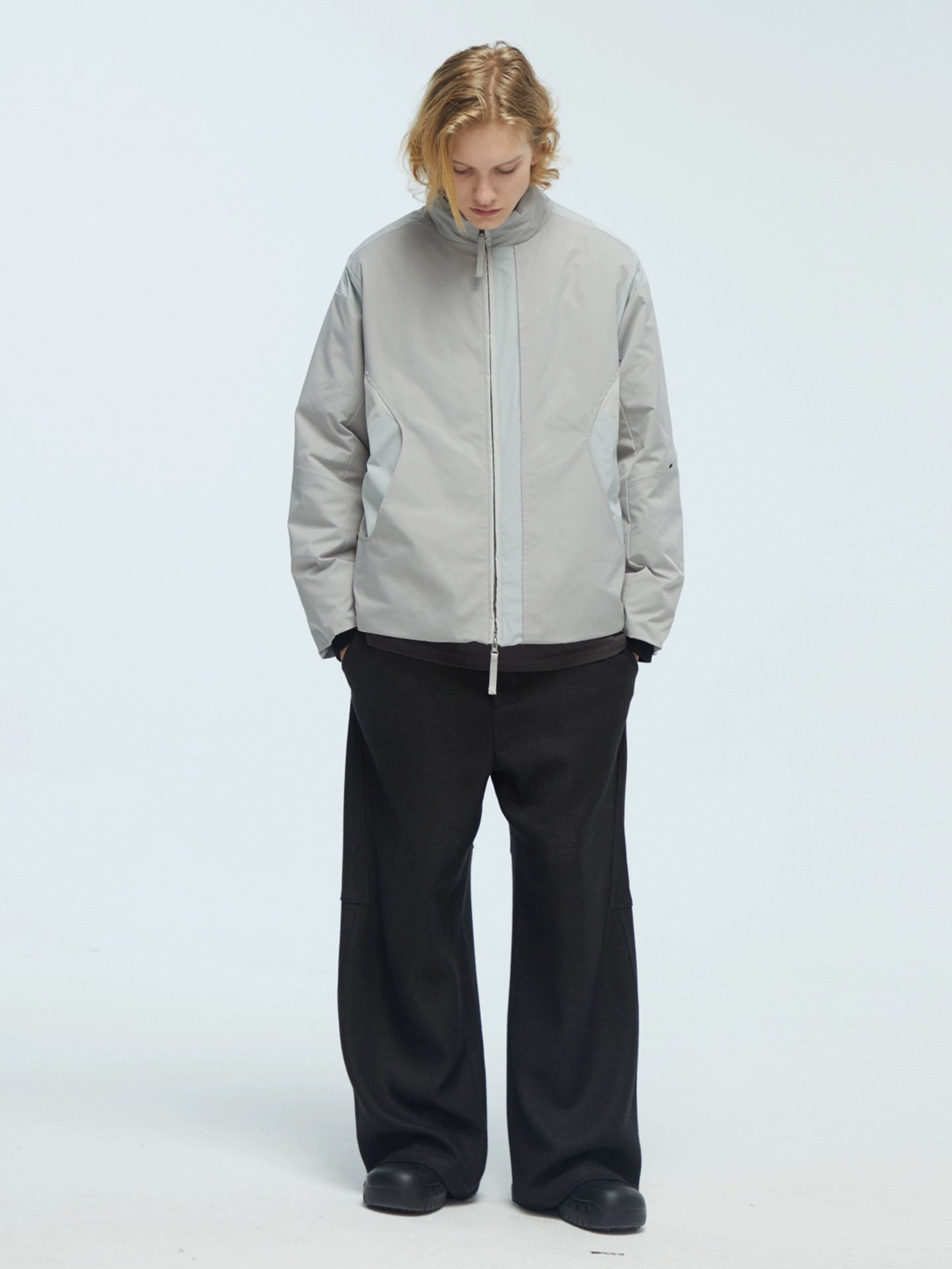 Multi-Color Panel Stand Collar Down Jacket