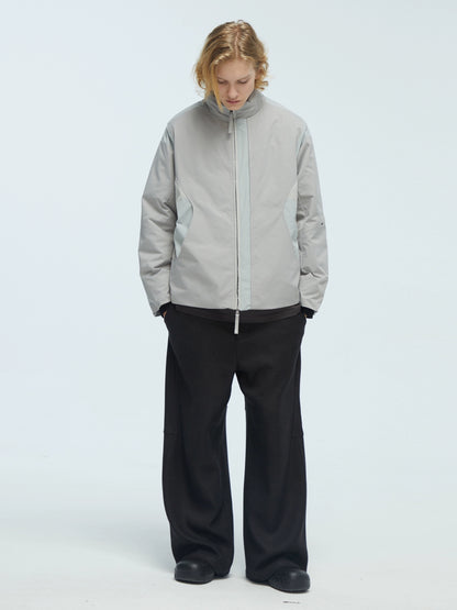 Multi-Color Panel Stand Collar Down Jacket