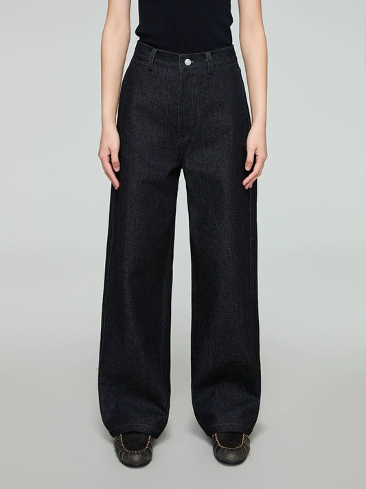 12.5oz Vintage Wash Black High-Waist Denim Pants