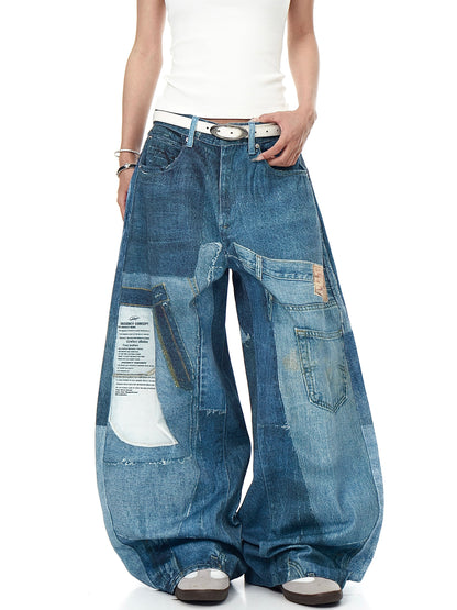 Vintage Patches Machete Denim Pants