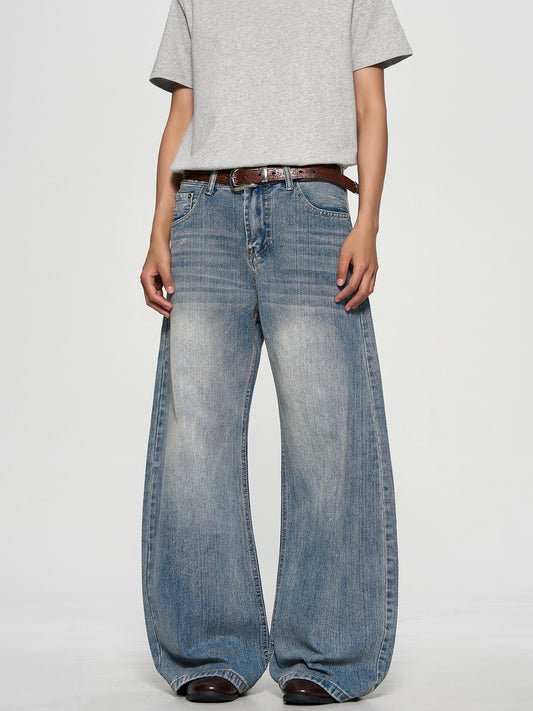 Washed Bamboo Pattern Jeans