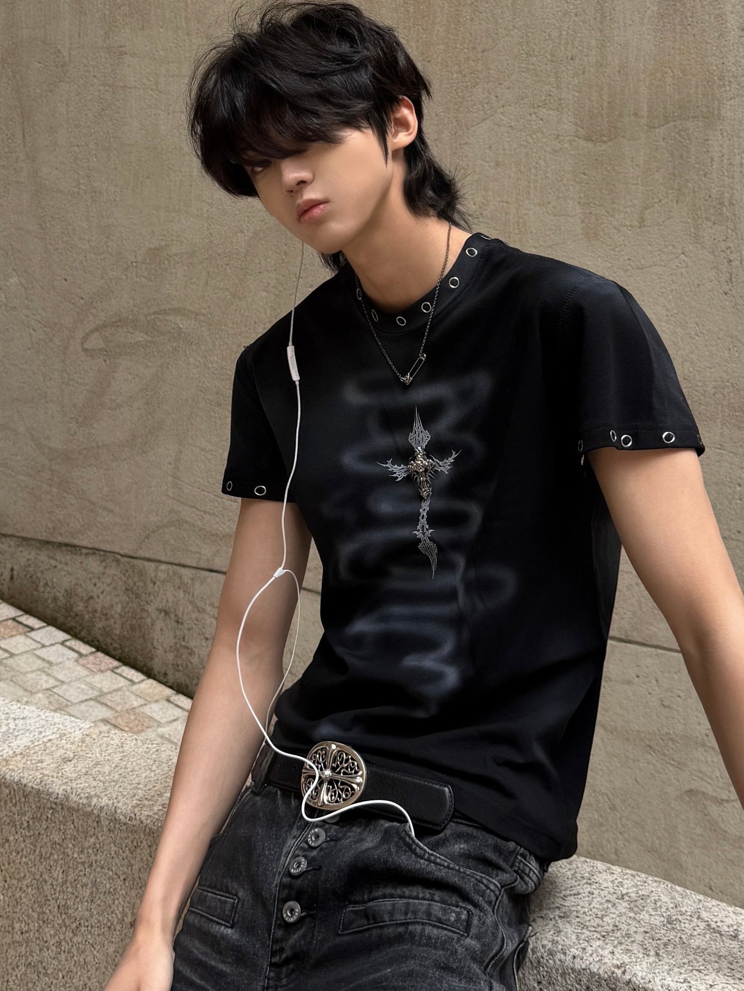 Metal Cross Fitted Tee