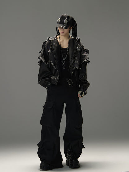 Washed Panel Cropped Jacket