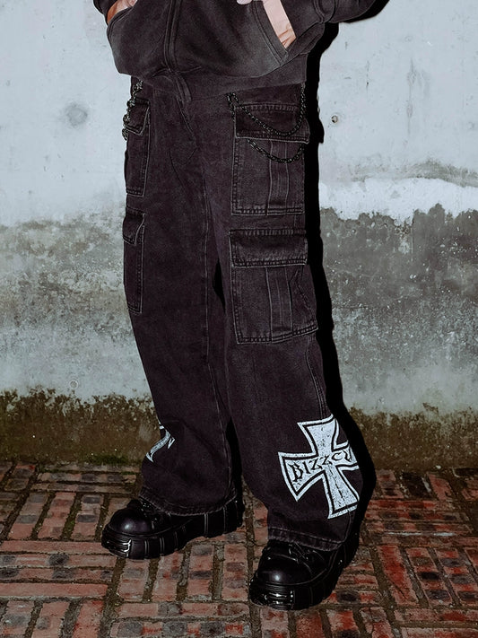 Hardcore Cross Denim Cargo Pants