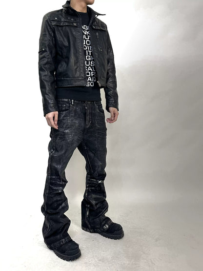Two-tone Waxed Denim Pants