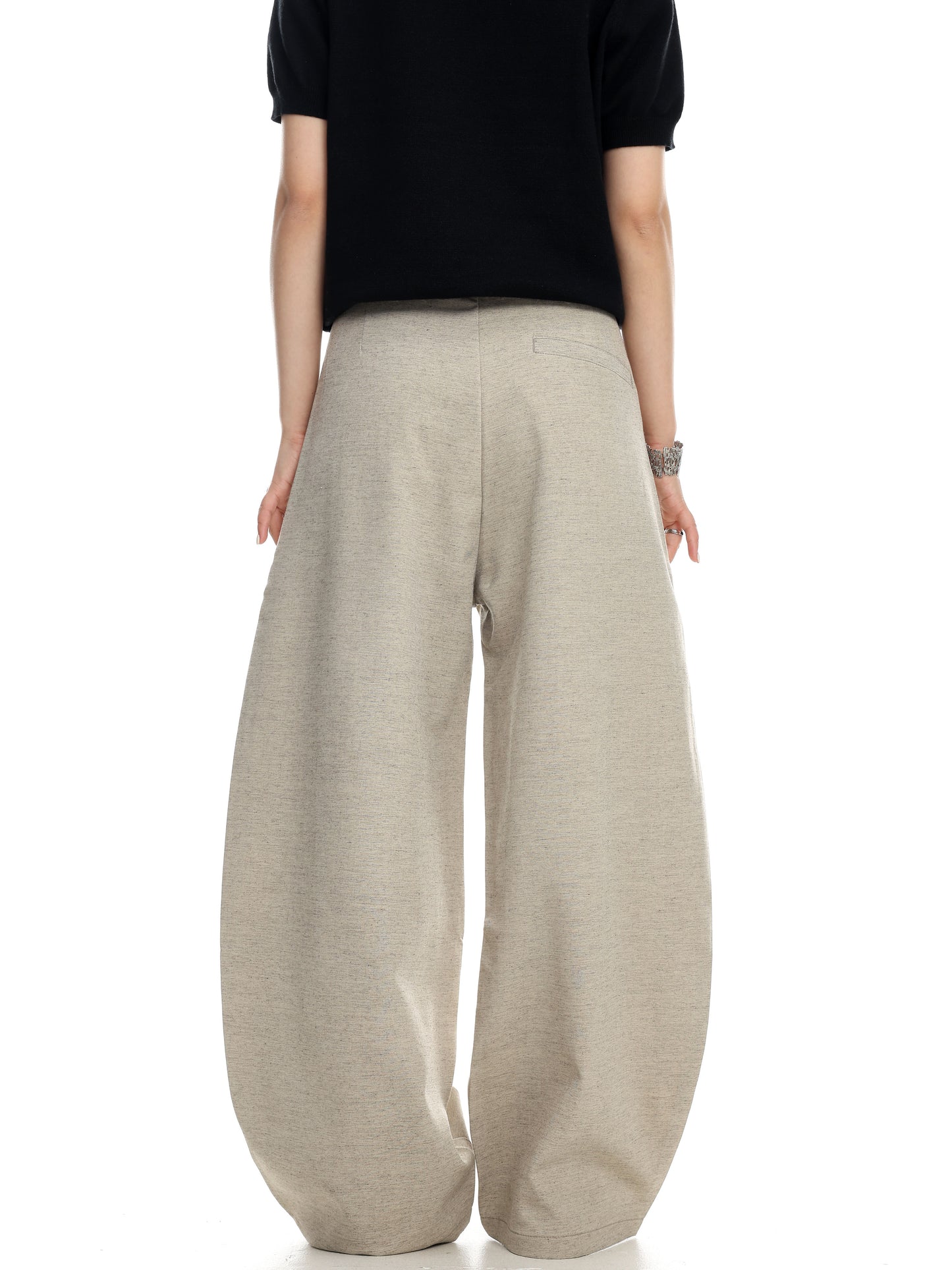 Relax Curved Wide-Leg Trousers