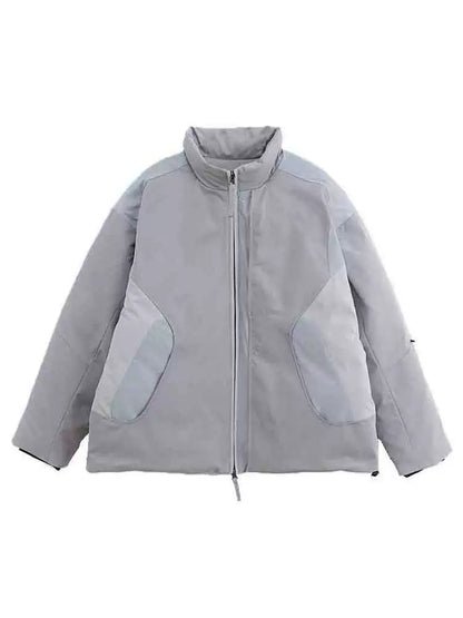 Multi-Color Panel Stand Collar Down Jacket