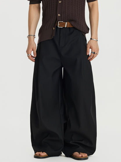 Draped Clean Fit Wide-Leg Pants