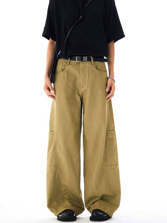 Deconstructed Design Khaki Overalls Pants