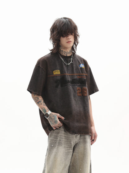 Embroidered Denim Tee