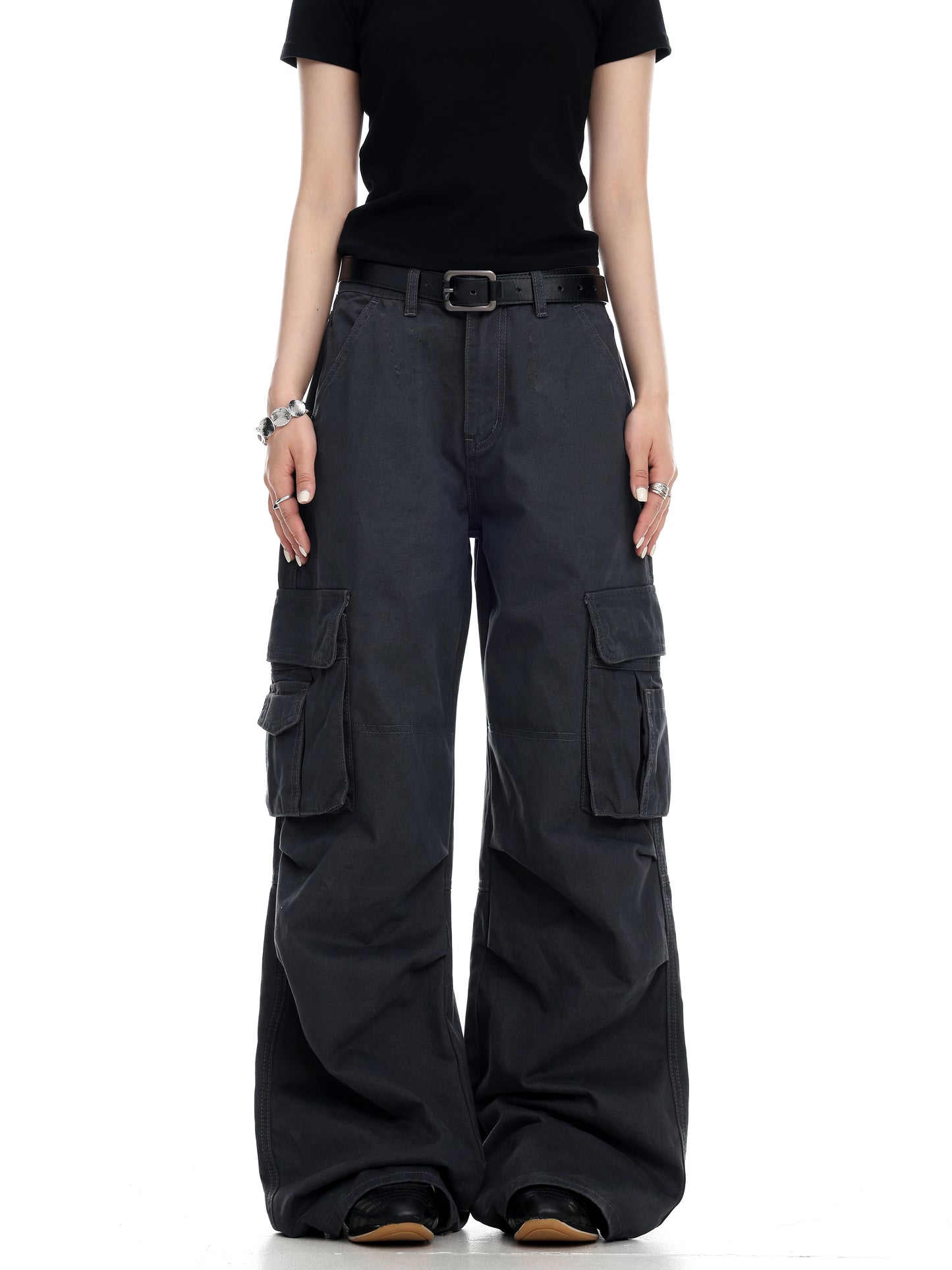 Wide-Leg Cargo Trousers