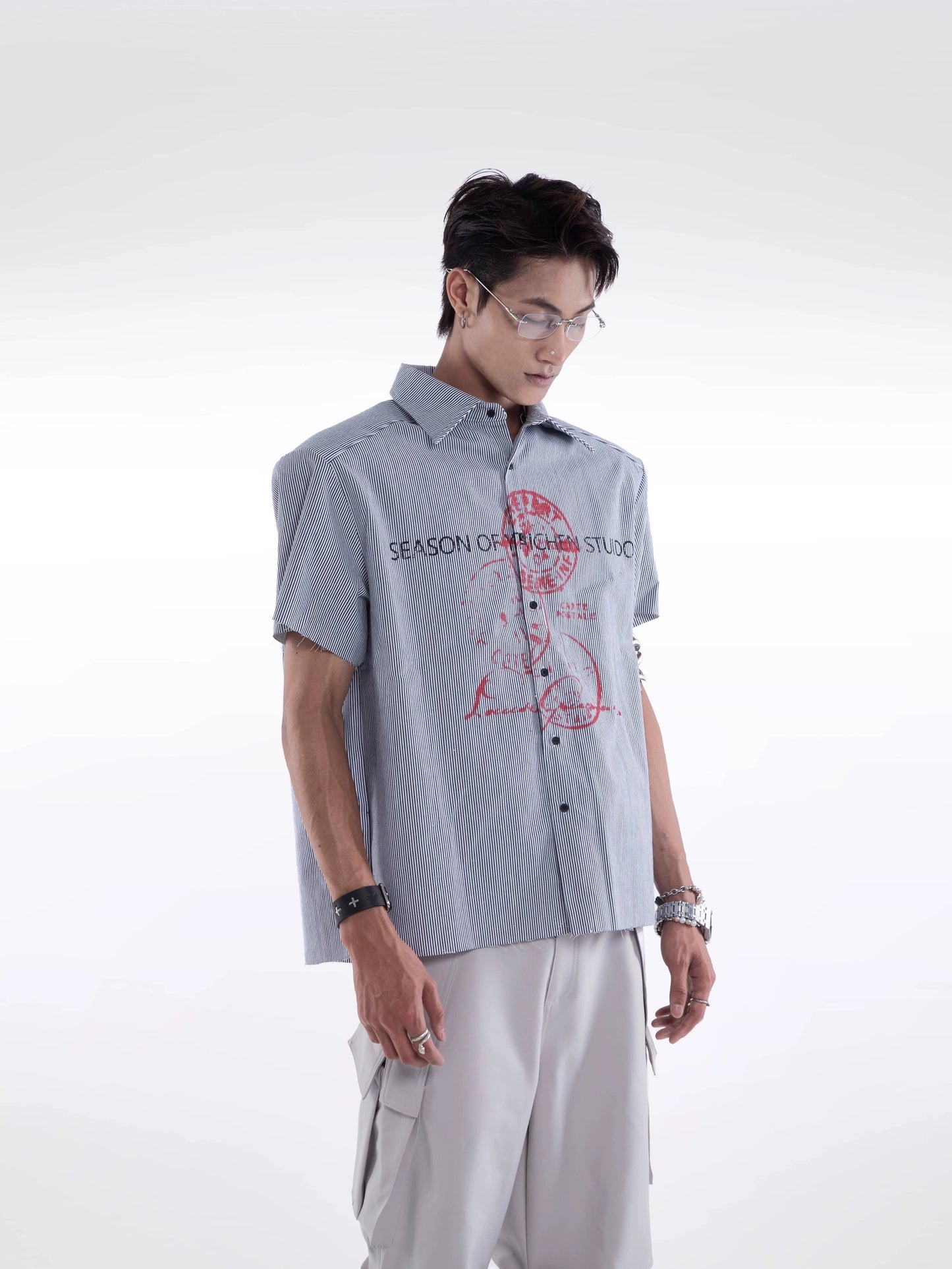 Loose Striped Short Sleeve Shirt