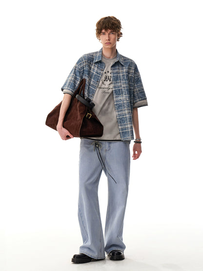 Retro Gradient Plaid Short-sleeved Shirt