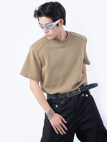Niche Metal Button Short Sleeve Tee