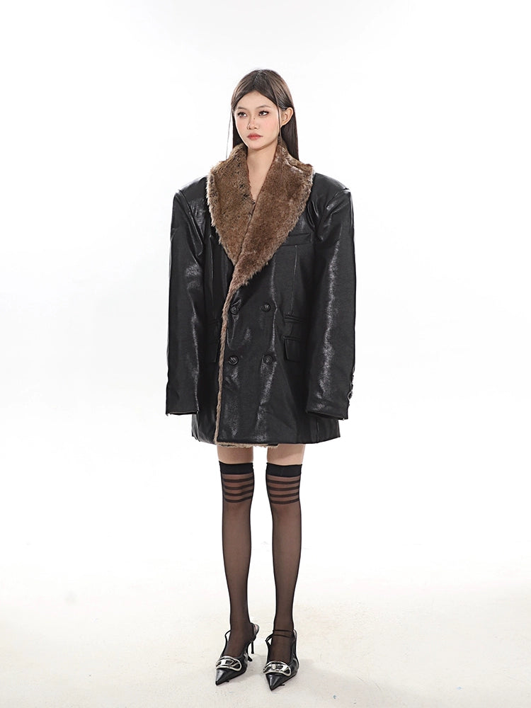 Fur Collar Leather Jacket